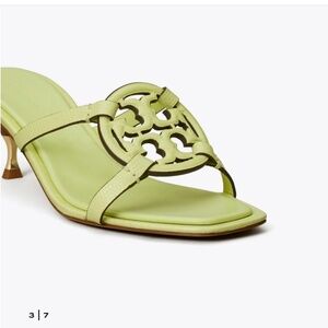 NIB Tory Burch Geo Bombe Miller Low Heel Sandal lime green
